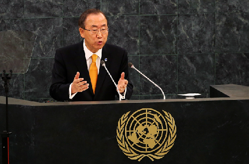 Tổng thư ký Liên Hợp Quốc Ban Ki-moon phát biểu trong phiên họp Đại hội đồng ngày 24/9.